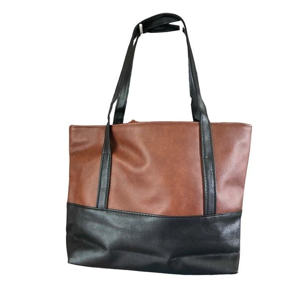 Classic Neutral Color Block Fashion Tote Bag - Picture 8 of 9
